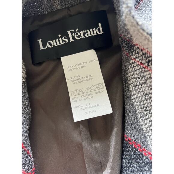 Louis Feraud Wool Blend Tartan Plaid Blazer Coat Jacket Size 12 Vintage Toggle - Picture 9 of 9